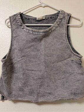 Silence + Noise Stretchy Denim Cropped Tank Top Rodeo Country Girl Cowgirl M